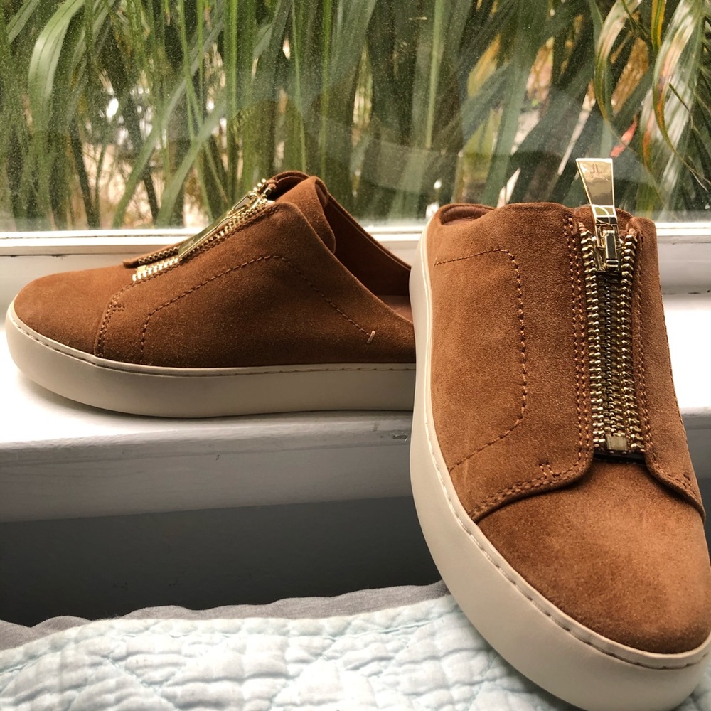 Frye Lena Tan Suede Mules
